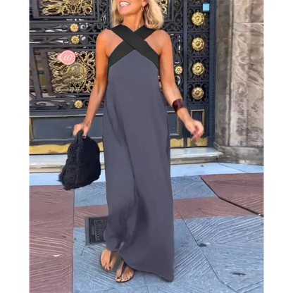 Kendall – Maxi-jurk met gekruiste haltertop voor dames