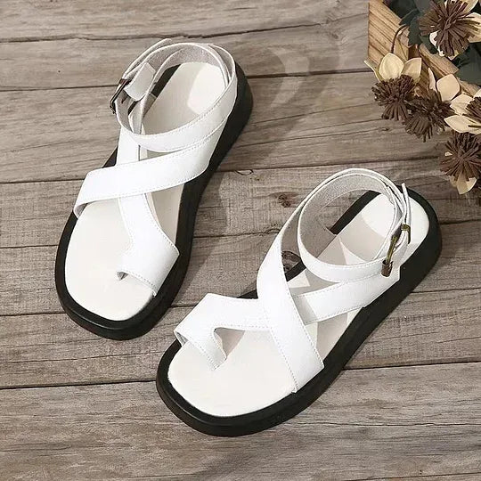 Herra – Dames plateau sandalen met gekruiste banden en enkelgesp