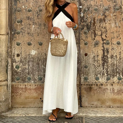 Kendall – Maxi-jurk met gekruiste haltertop voor dames