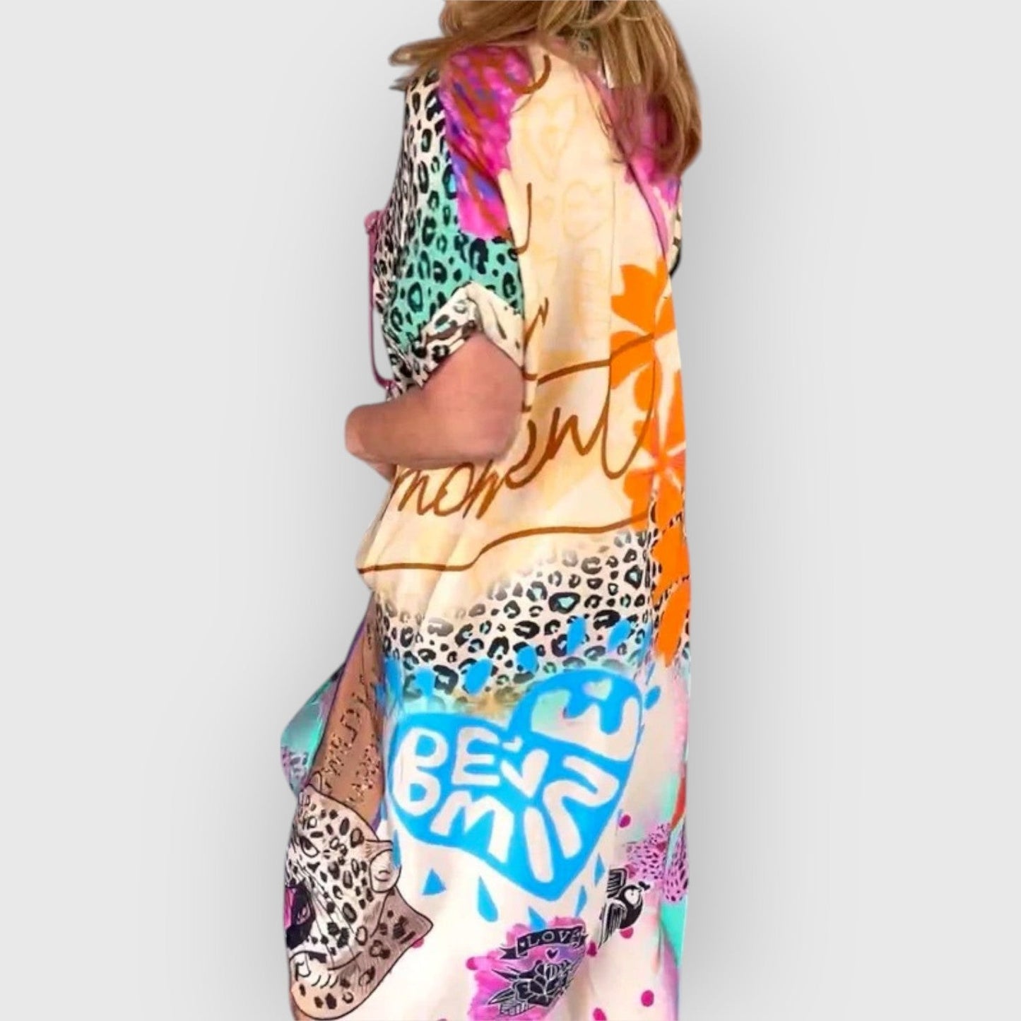 Brenda - Zwierige dames midi jurk met relaxte pasvorm