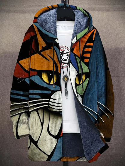 Abstract Art - Colourful Cat cardigan hoodie jas