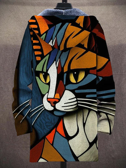 Abstract Art - Colourful Cat cardigan hoodie jas