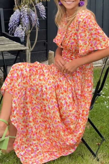 Jiya - Maxi jurk met bloemenprint en v-hals