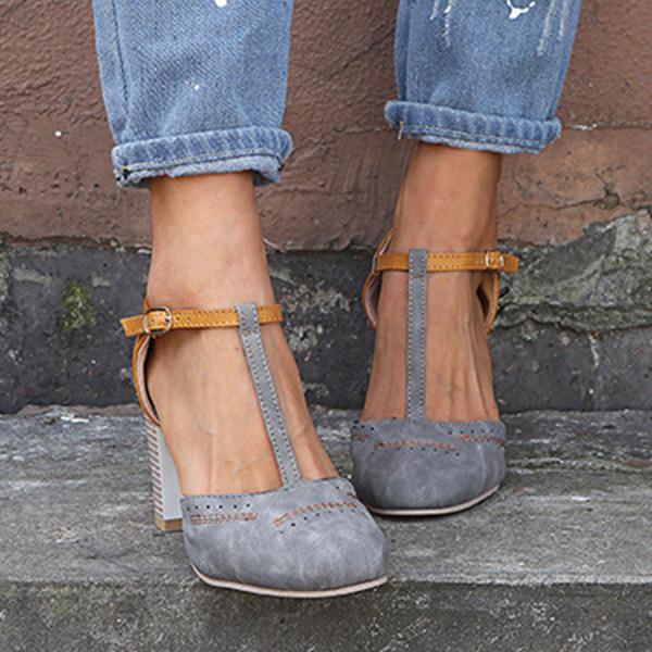 Aniceta - T-strap pumps met blokhak voor dames