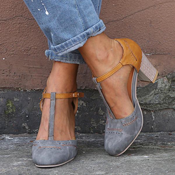 Aniceta - T-strap pumps met blokhak voor dames