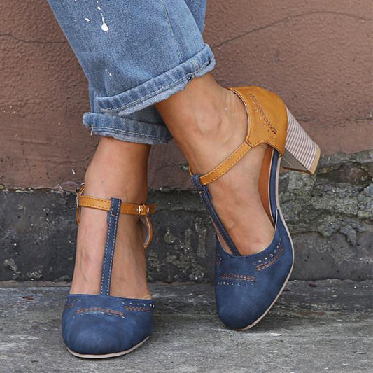 Aniceta - T-strap pumps met blokhak voor dames