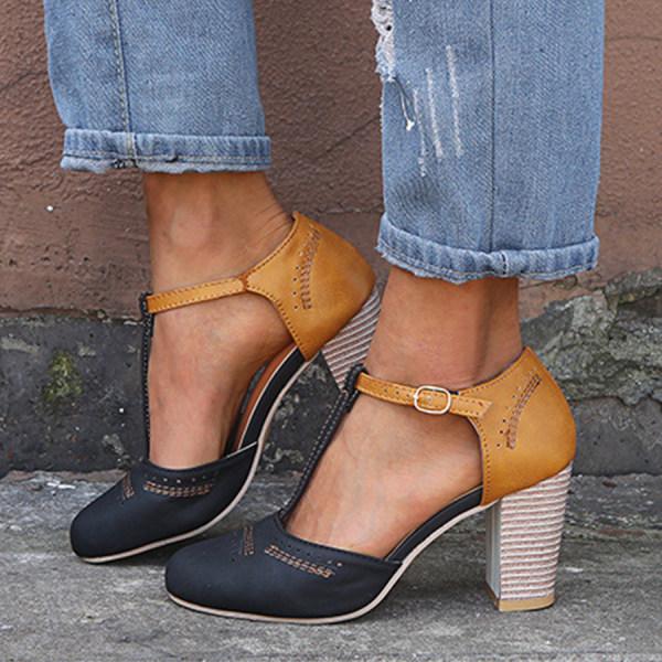 Aniceta - T-strap pumps met blokhak voor dames