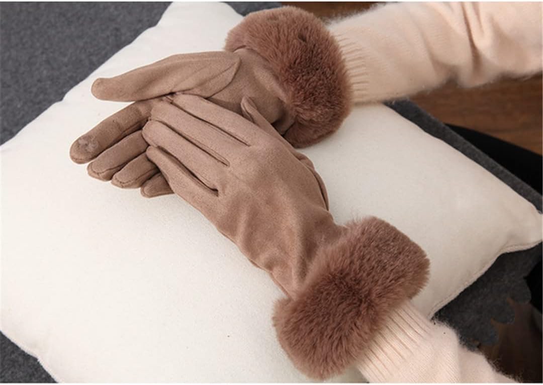 Cherry - Pluche gevoerde suède handschoenen voor dames