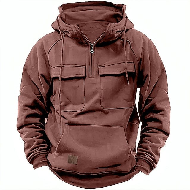 Naeem - Heren tactical pocket hoodie met half-zip