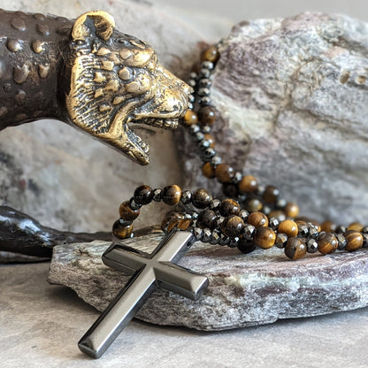 Heren Halsketting met Kruisvormige Hanger en Spiritueel Ontwerp