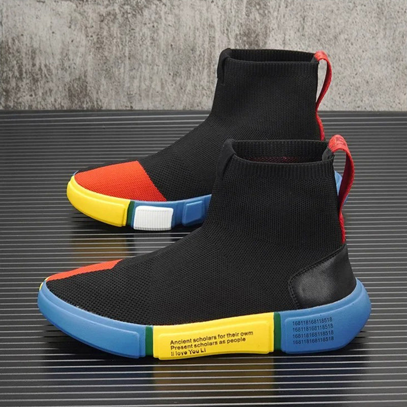 Corrado - Herensneakers met sokdesign en kleurrijke zoolaccenten