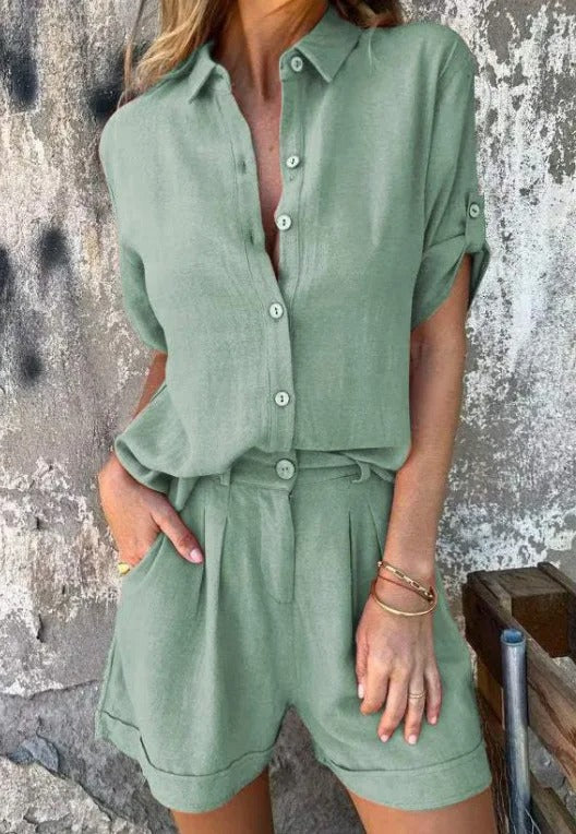 Clothilde - Tweedelige zomerset met blouse en short voor dames