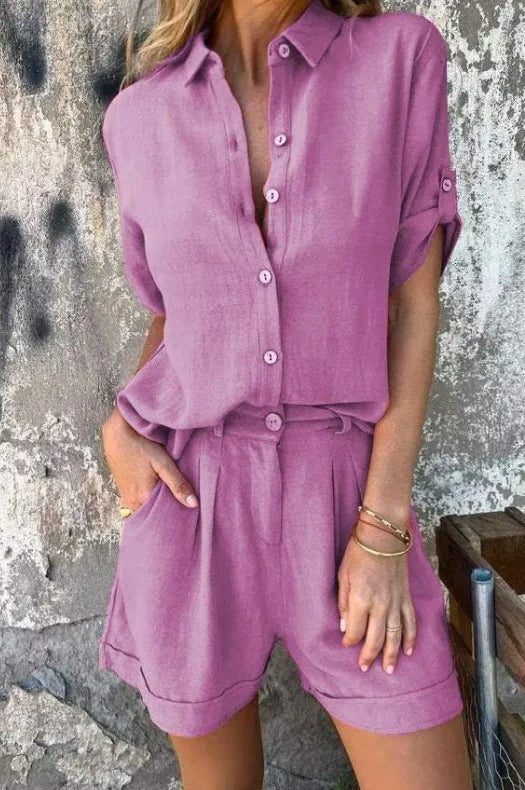 Clothilde - Tweedelige zomerset met blouse en short voor dames