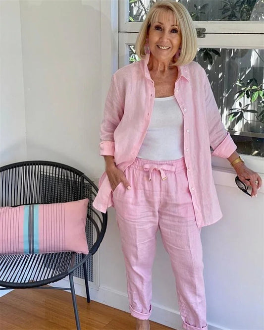 Lila – Luchtige tweedelige linnen zomer set