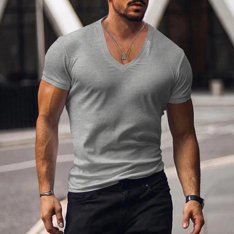 Volker - Heren slim-fit t-shirt met diepe v-hals