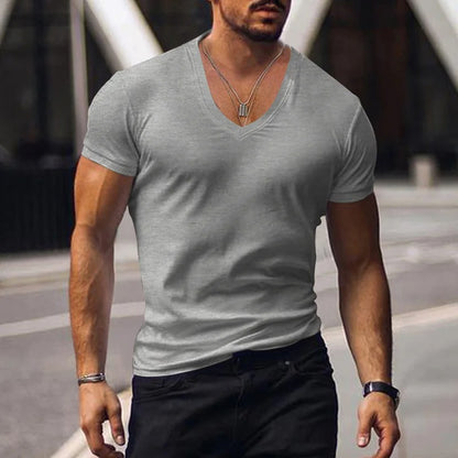 Volker - Heren slim-fit t-shirt met diepe v-hals