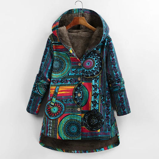 Genelyn - Vintage patchwork jas met fleece voering