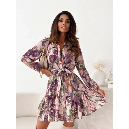 Ingrid - Zomerjurk met bloemenprint en knoopsluiting voor dames