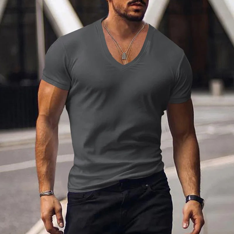 Volker - Heren slim-fit t-shirt met diepe v-hals