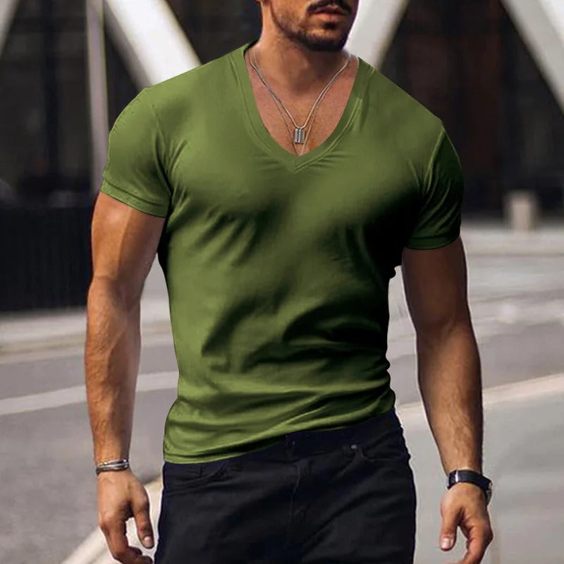 Volker - Heren slim-fit t-shirt met diepe v-hals