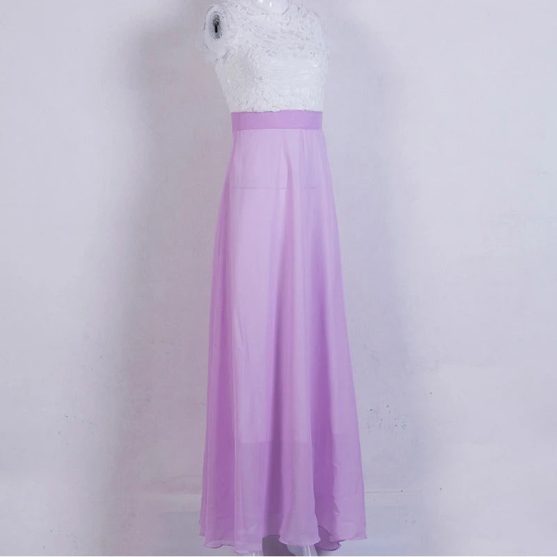 Nicoletta - Mouwloze avondjurk met hoge hals voor dames