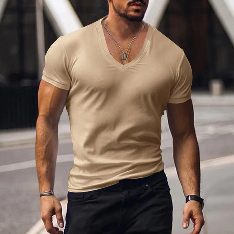 Volker - Heren slim-fit t-shirt met diepe v-hals