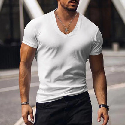 Volker - Heren slim-fit t-shirt met diepe v-hals