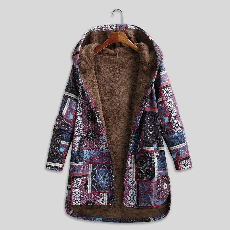 Genelyn - Vintage patchwork jas met fleece voering