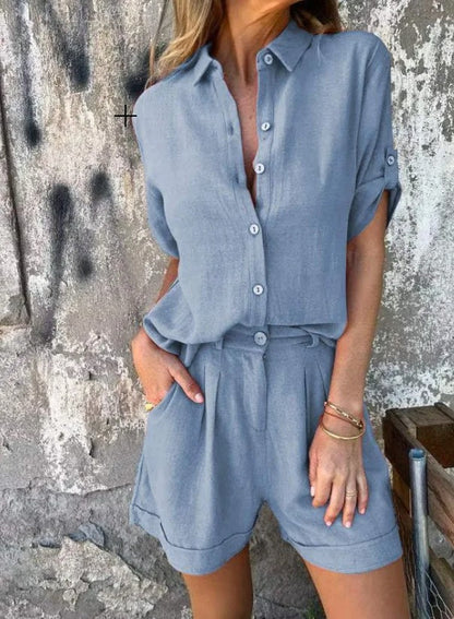 Clothilde - Tweedelige zomerset met blouse en short voor dames