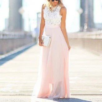 Nicoletta - Mouwloze avondjurk met hoge hals voor dames