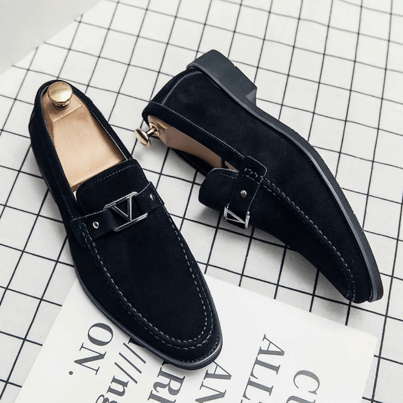 Raffaele - Herenloafers met hoekige belijning en metalen gespdetail