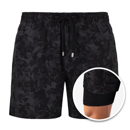 Ludwig - Mid-lengte zwemshort voor heren met camouflageprint