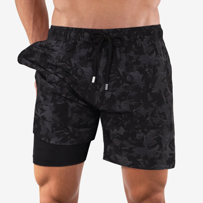 Ludwig - Mid-lengte zwemshort voor heren met camouflageprint