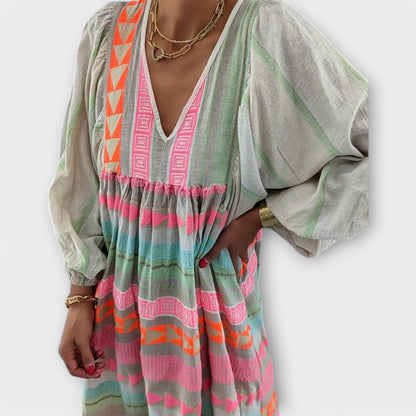 Candida - Zomerjurk met bohemian v-hals