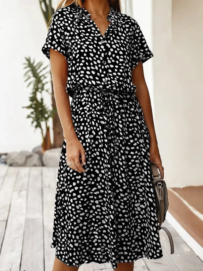 Nadezhda - V-hals zomerjurk met knoopsluiting voor dames