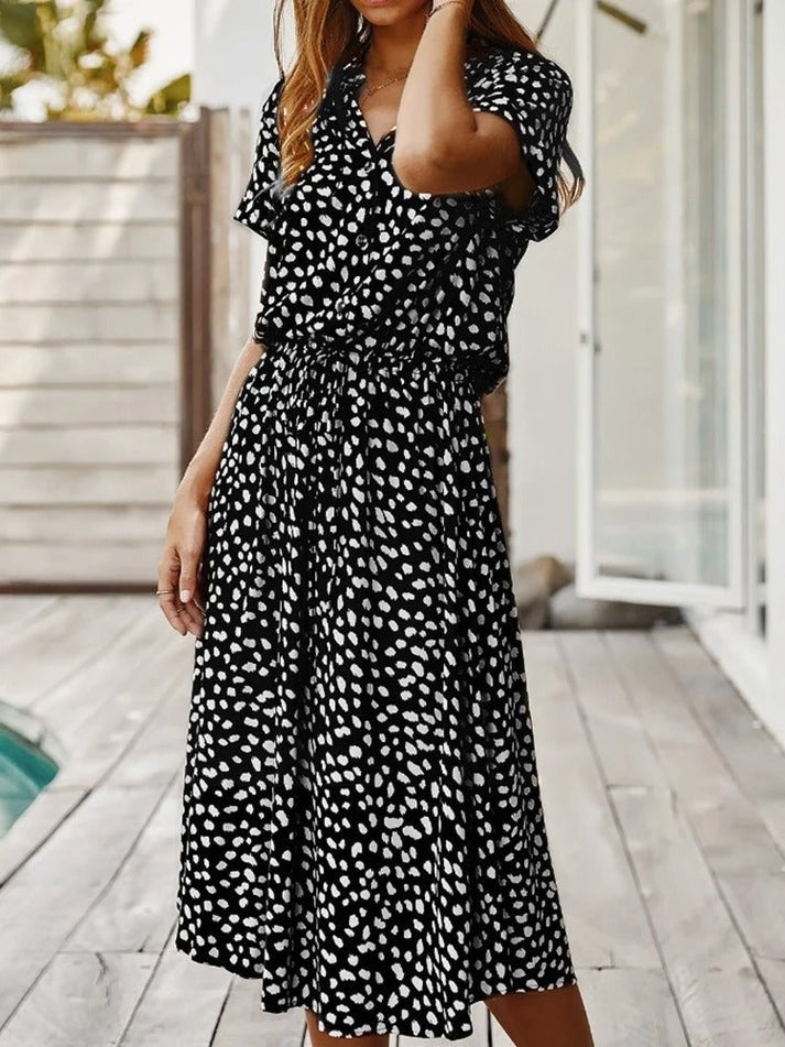Nadezhda - V-hals zomerjurk met knoopsluiting voor dames