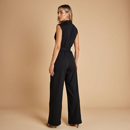 Nolene – Mouwloze wide-leg jumpsuit met strikceintuur voor dames