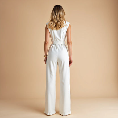 Nolene – Mouwloze wide-leg jumpsuit met strikceintuur voor dames