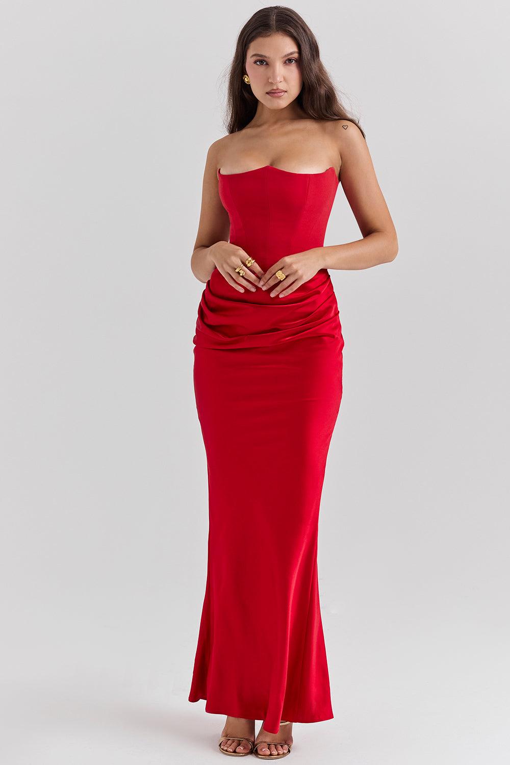 Ira - Elegante Strapless Avondjurk met Aansluitend Muiltje