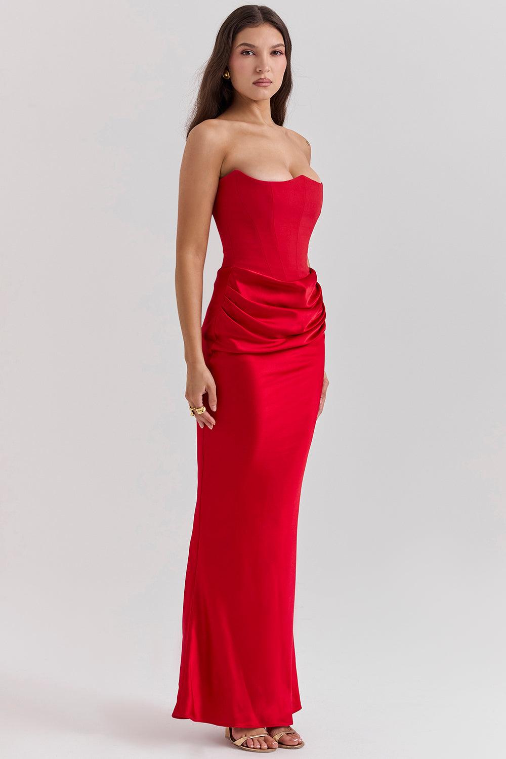 Ira - Elegante Strapless Avondjurk met Aansluitend Muiltje