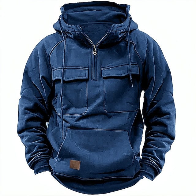 Naeem - Heren tactical pocket hoodie met half-zip