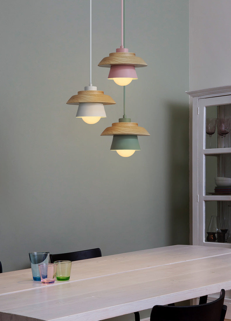 Esthetische scandinavische houten hanglamp