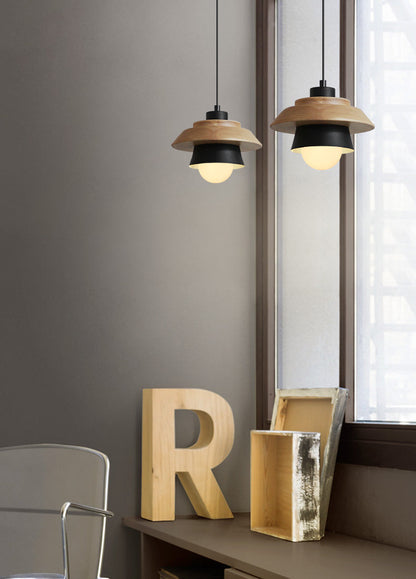 Esthetische scandinavische houten hanglamp