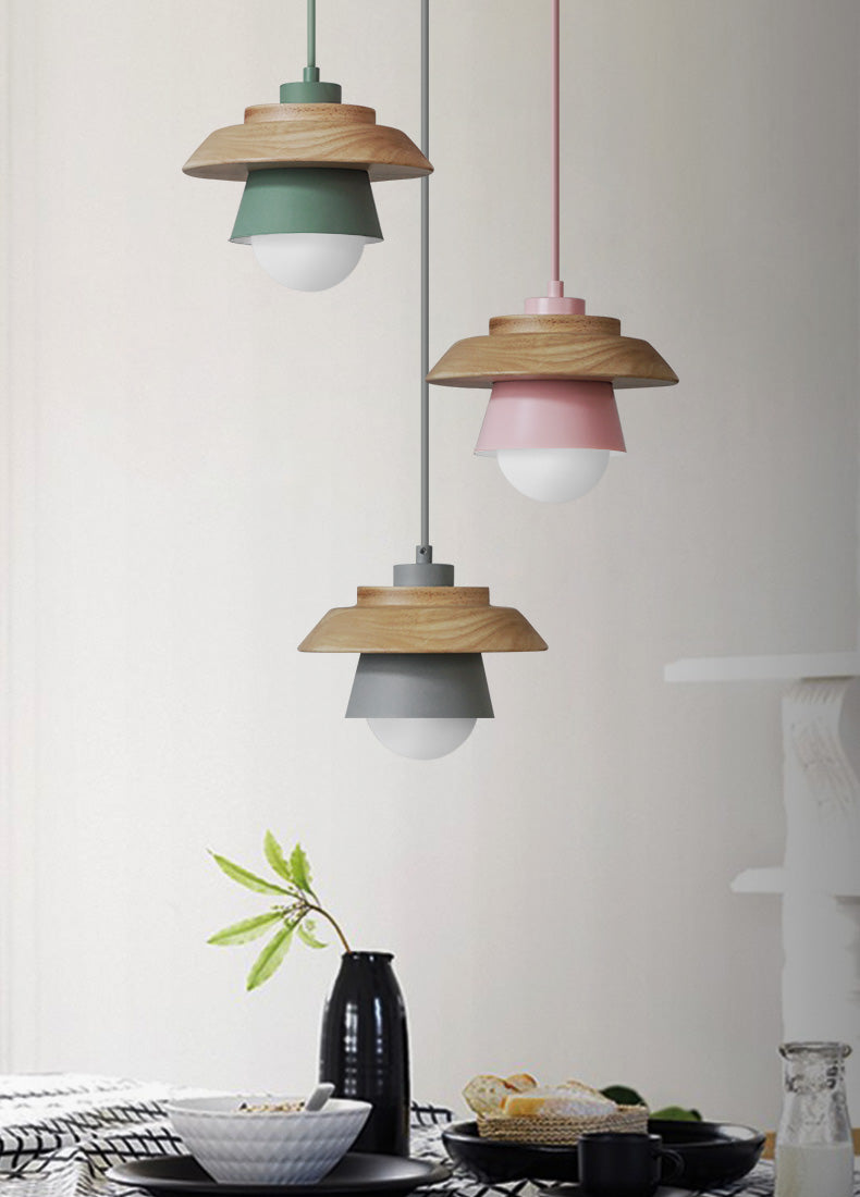 Esthetische scandinavische houten hanglamp