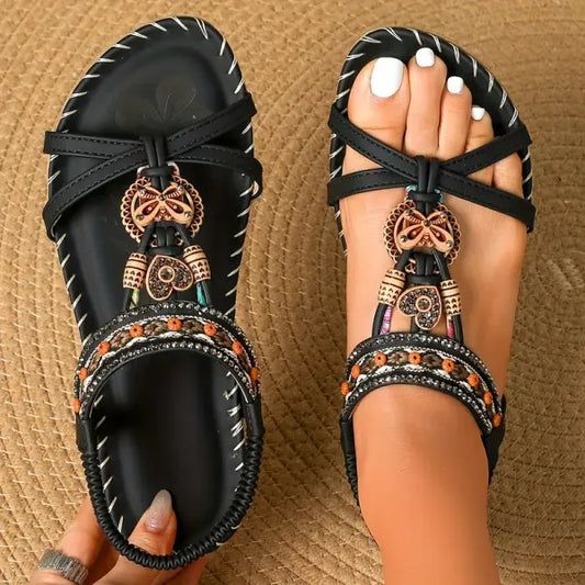 Frosina - Dames sandalen met sierlijke details en elastische instap