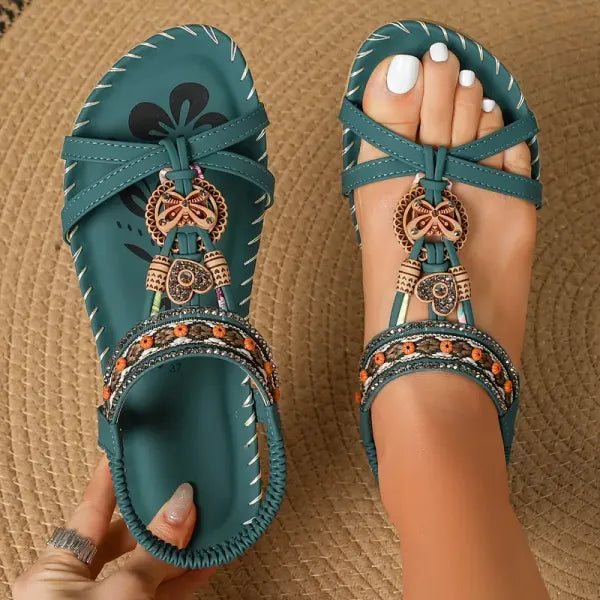 Frosina - Dames sandalen met sierlijke details en elastische instap