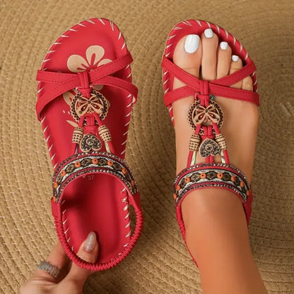 Frosina - Dames sandalen met sierlijke details en elastische instap