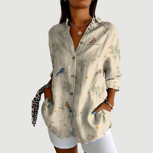 Lilibet - Damesblouse met kraag en rechte knopenrij