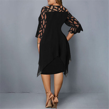 Danica - Plus size avondjurk met speels overlay design voor dames