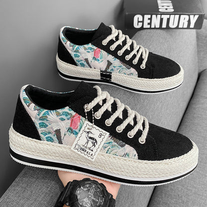 Kasimir - Heren sneakers met geweven zool en grafisch ontwerp